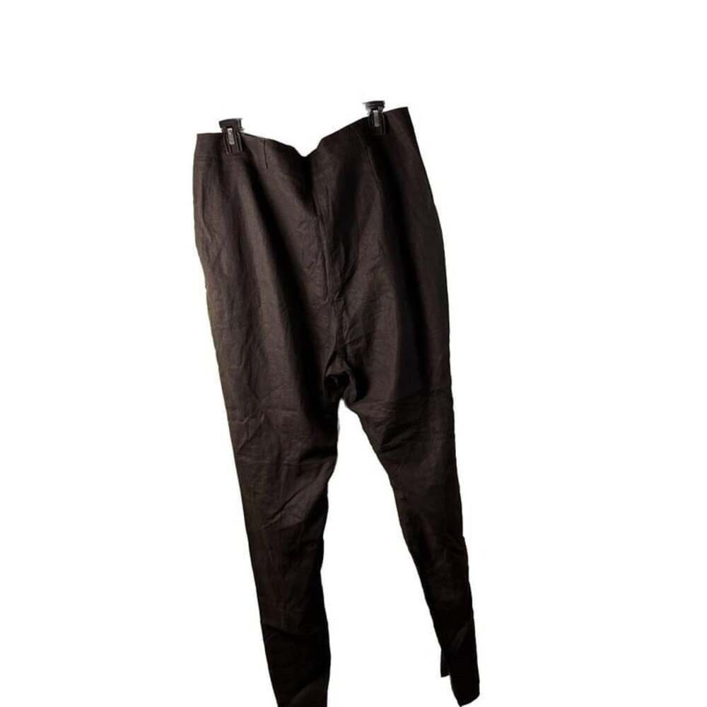 ASOS DESIGN Linen Blend Relaxed Straight Leg Pants in Black Size 14 - Picture 3 of 6